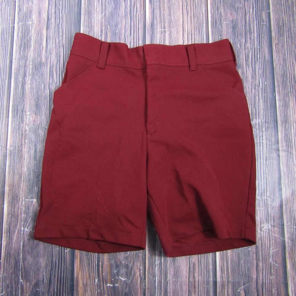 Chino‎ Shorts Mens 33 Red Knit Fabric 8" Inseam Flat Front Pockets Casual Summer